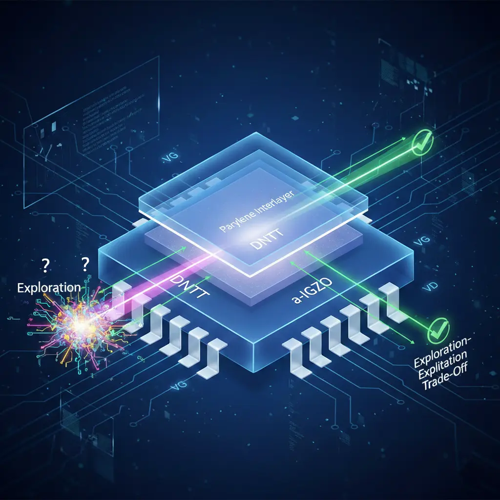 파릴렌(Parylene) 초박막 층간 유전체를 포함한 n-p-i-p 수직 이종접합 구조의 가우시안-시그모이드 강화 트랜지스터(GS-RT) 소자 구조 및 전기적 특성 비교 그래프